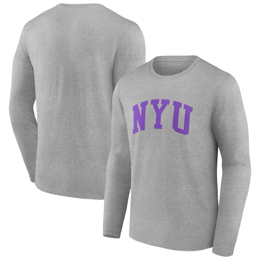 NYU Violets Basic Arch Long Sleeve T-Shirt - Gray