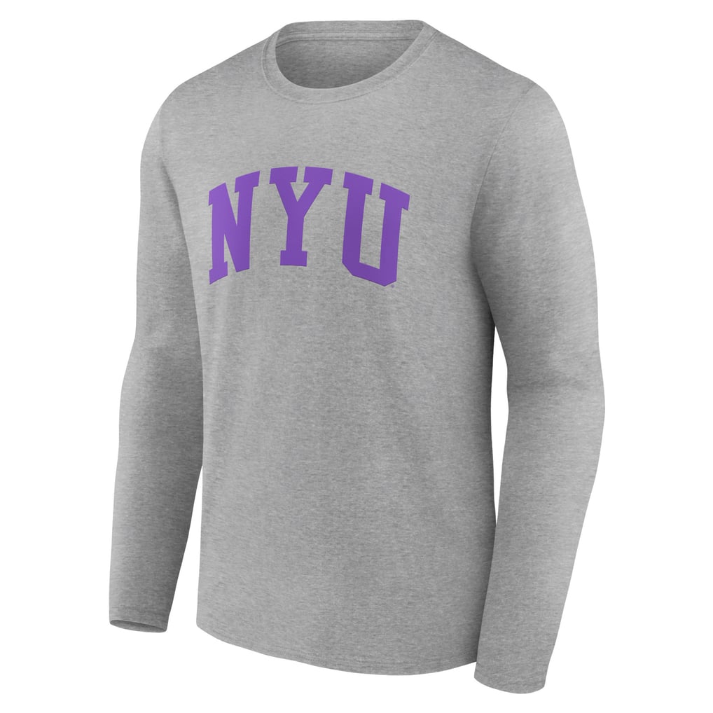NYU Violets Basic Arch Long Sleeve T-Shirt - Gray