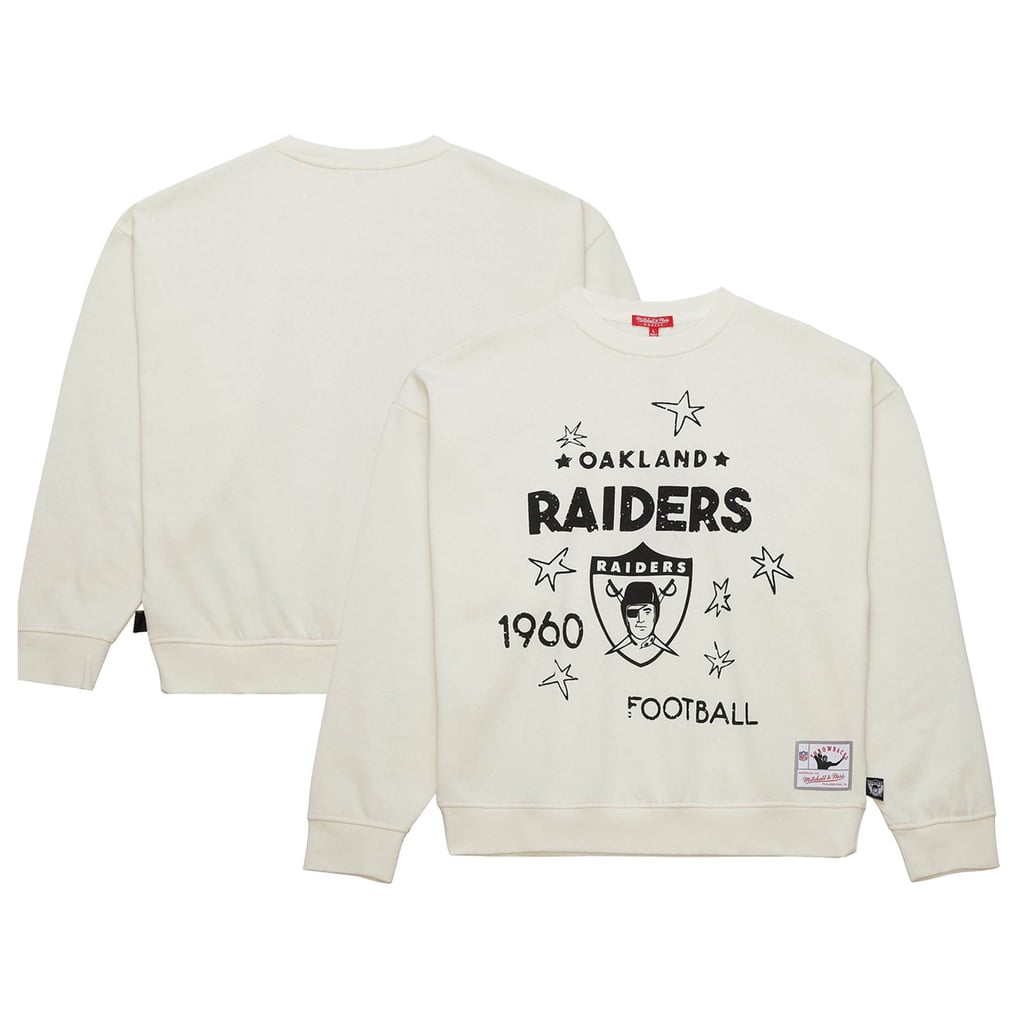  Oakland Raiders Mitchell & Ness Women's Throwback Logo 3.0 Pullover Sweatshirt - Cream