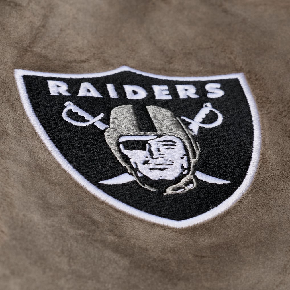  Oakland Raiders Mitchell & Ness Women's Full-Snap Varsity Jacket - Tan