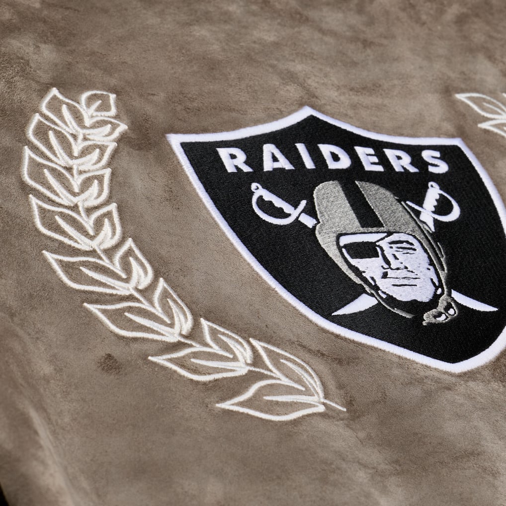  Oakland Raiders Mitchell & Ness Women's Full-Snap Varsity Jacket - Tan