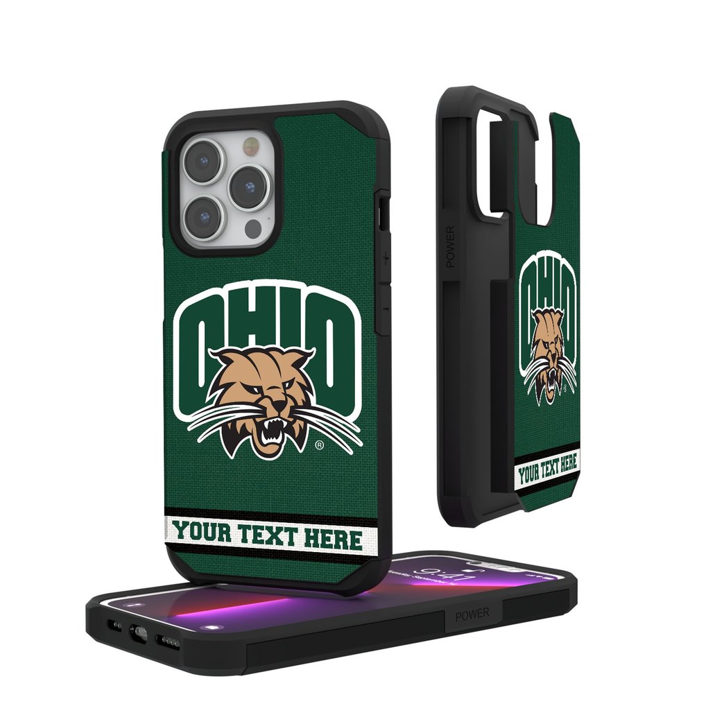 Ohio Bobcats iPhone Stripe Personalized Rugged Case