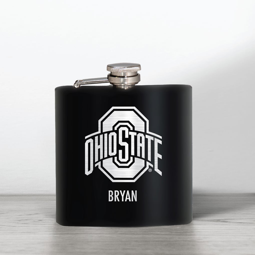 Ohio State Buckeyes 6oz. Personalized Stealth Hip Flask - Black