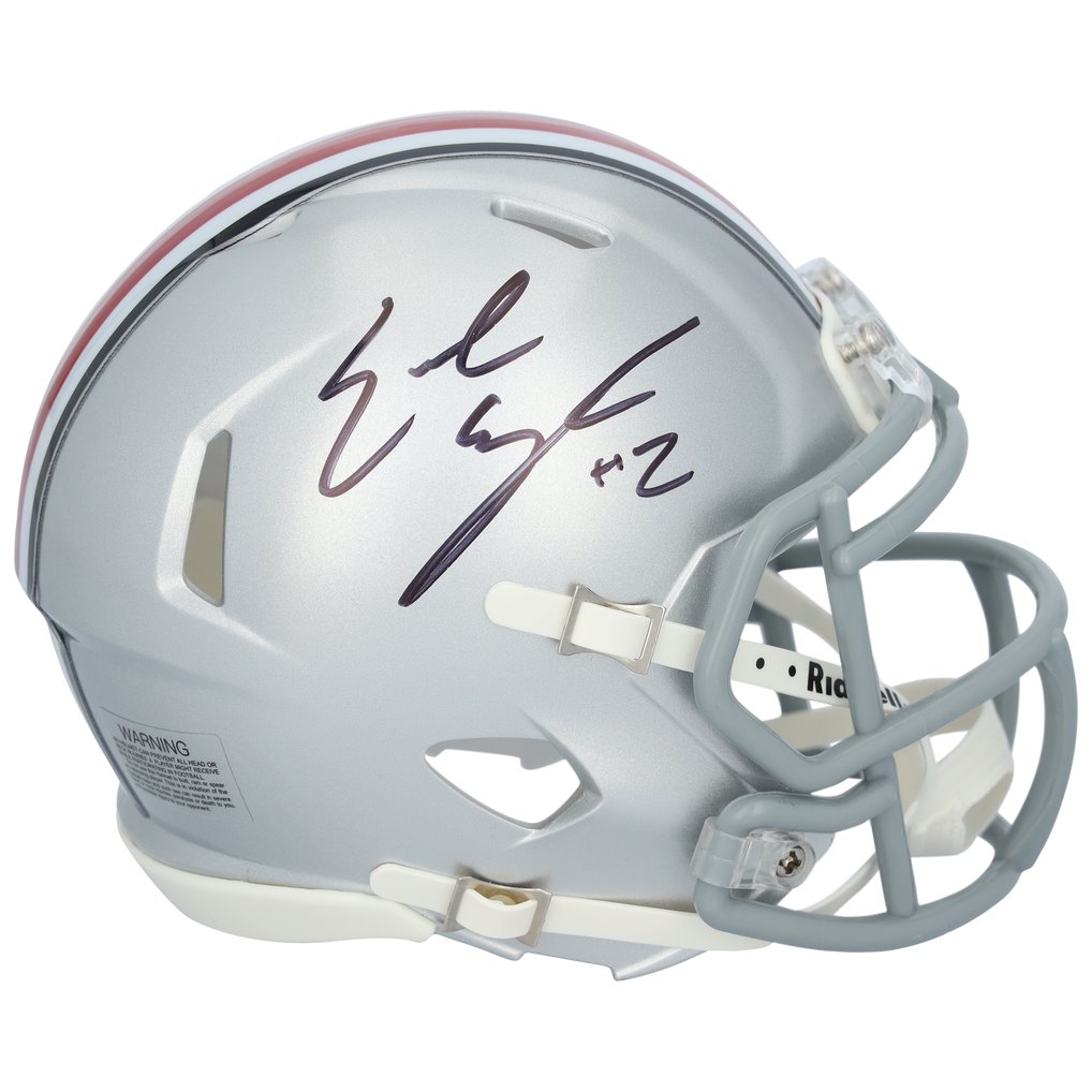 Emeka Egbuka Ohio State Buckeyes Autographed Fanatics Authentic Riddell Speed Mini Helmet