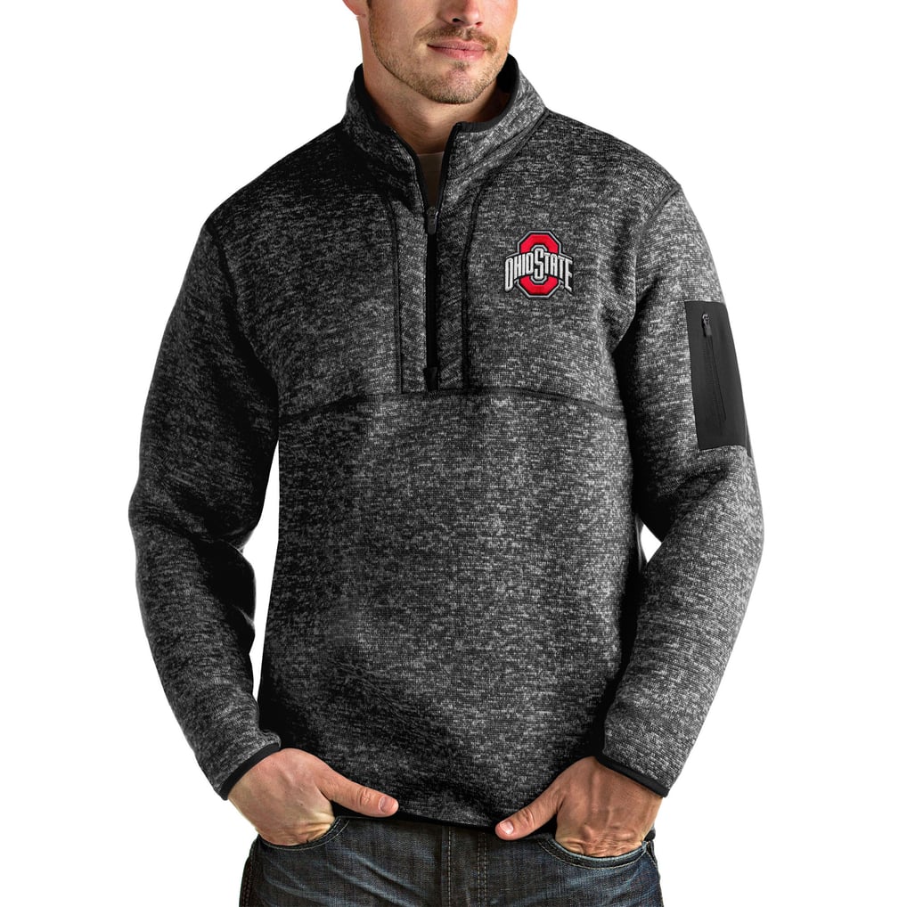 Ohio State Buckeyes Antigua Fortune Half-Zip Pullover Jacket - Heather Black