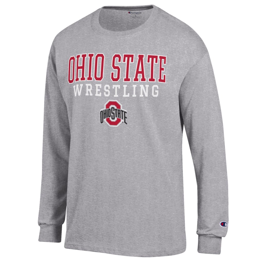Ohio State Buckeyes Champion Wrestling Stack Logo Long Sleeve T-Shirt - Gray