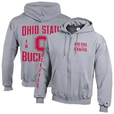  Ohio State Buckeyes Champion Varsity Powerblend Full-Zip Fleece Hoodie - Heather Gray