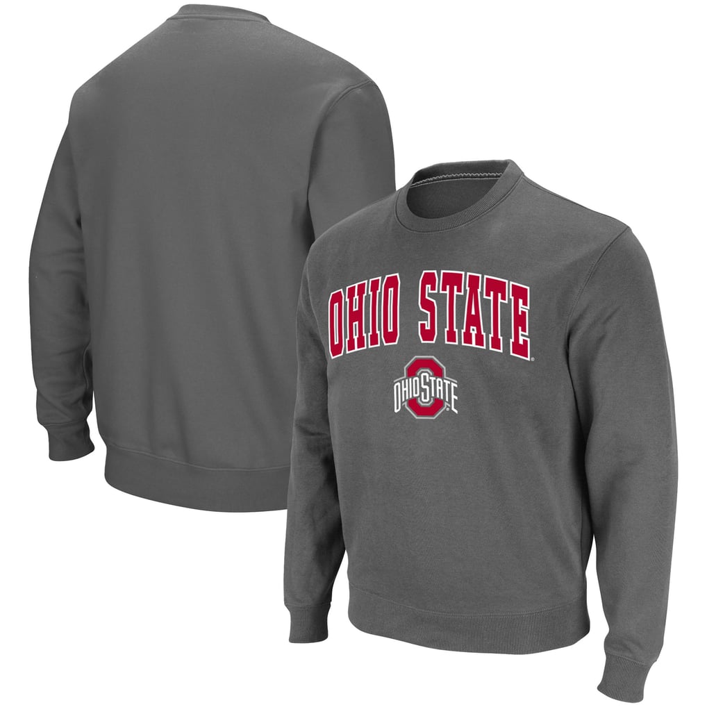 Ohio State Buckeyes Colosseum Team Arch & Logo Tackle Twill Pullover Sweatshirt - Charcoal