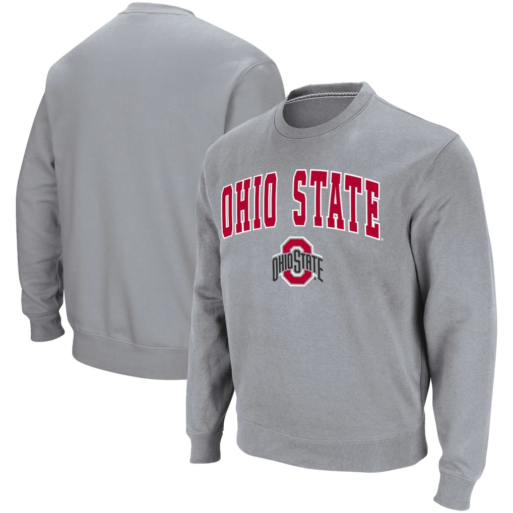 Ohio State Buckeyes Colosseum Team Arch & Logo Tackle Twill Pullover Sweatshirt - Heathered Gray