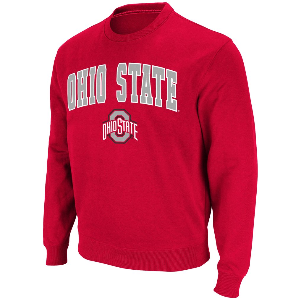 Ohio State Buckeyes Colosseum Team Arch & Logo Tackle Twill Pullover Sweatshirt - Scarlet
