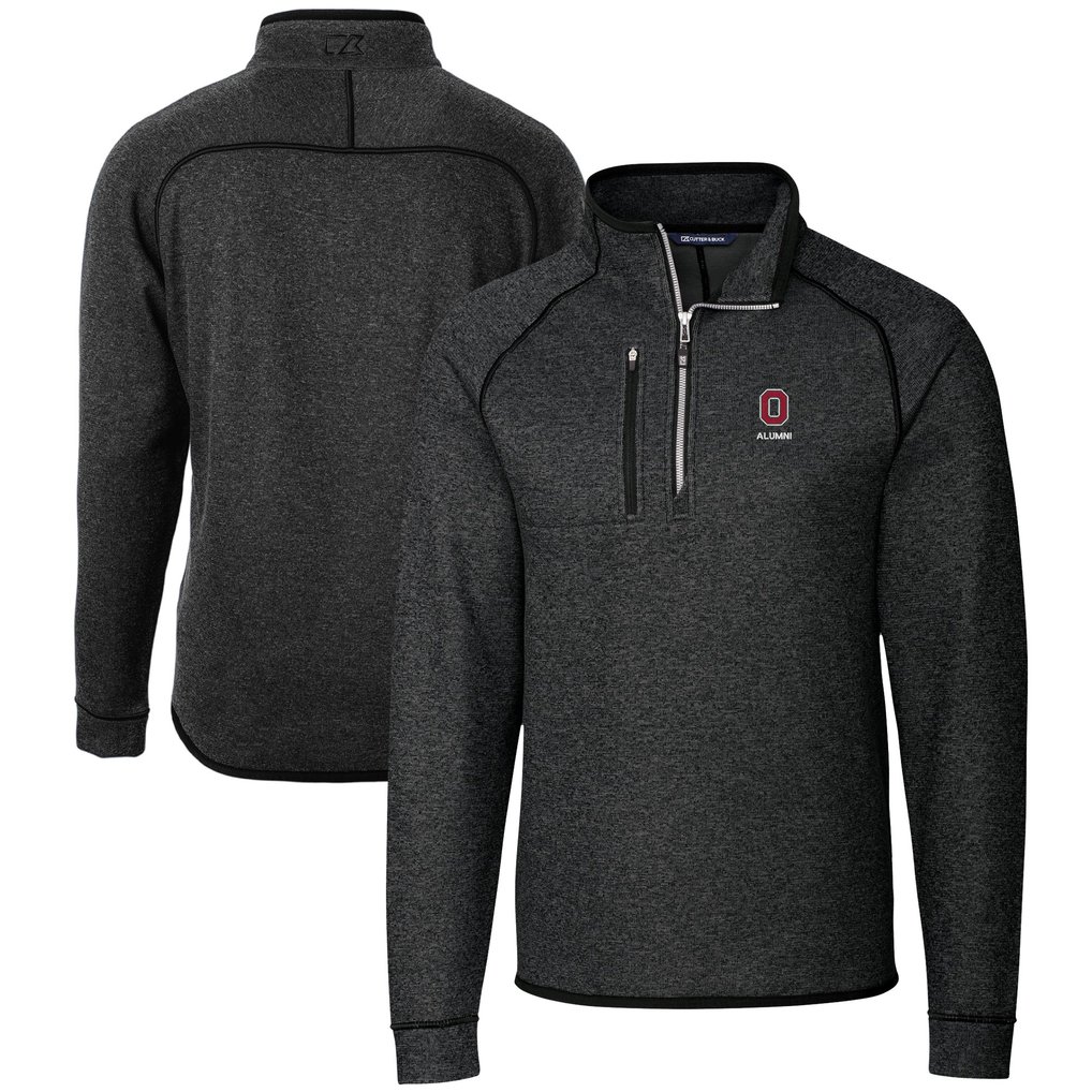  Ohio State Buckeyes Cutter & Buck Alumni Logo Mainsail Sweater-Knit Half-Zip Pullover Jacket - Heather Charcoal