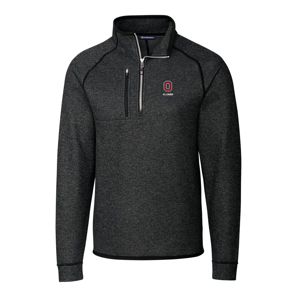  Ohio State Buckeyes Cutter & Buck Alumni Logo Mainsail Sweater-Knit Half-Zip Pullover Jacket - Heather Charcoal