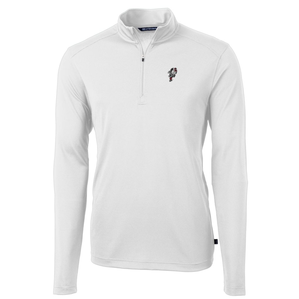 Ohio State Buckeyes Cutter & Buck Virtue Eco Pique Recycled Quarter-Zip Pullover Top - White