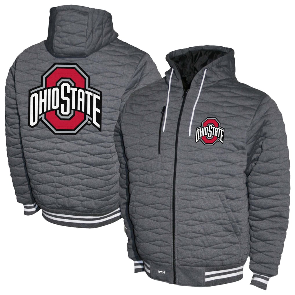 Ohio State Buckeyes Quilted Full-Zip Hooded Jacket - Gray