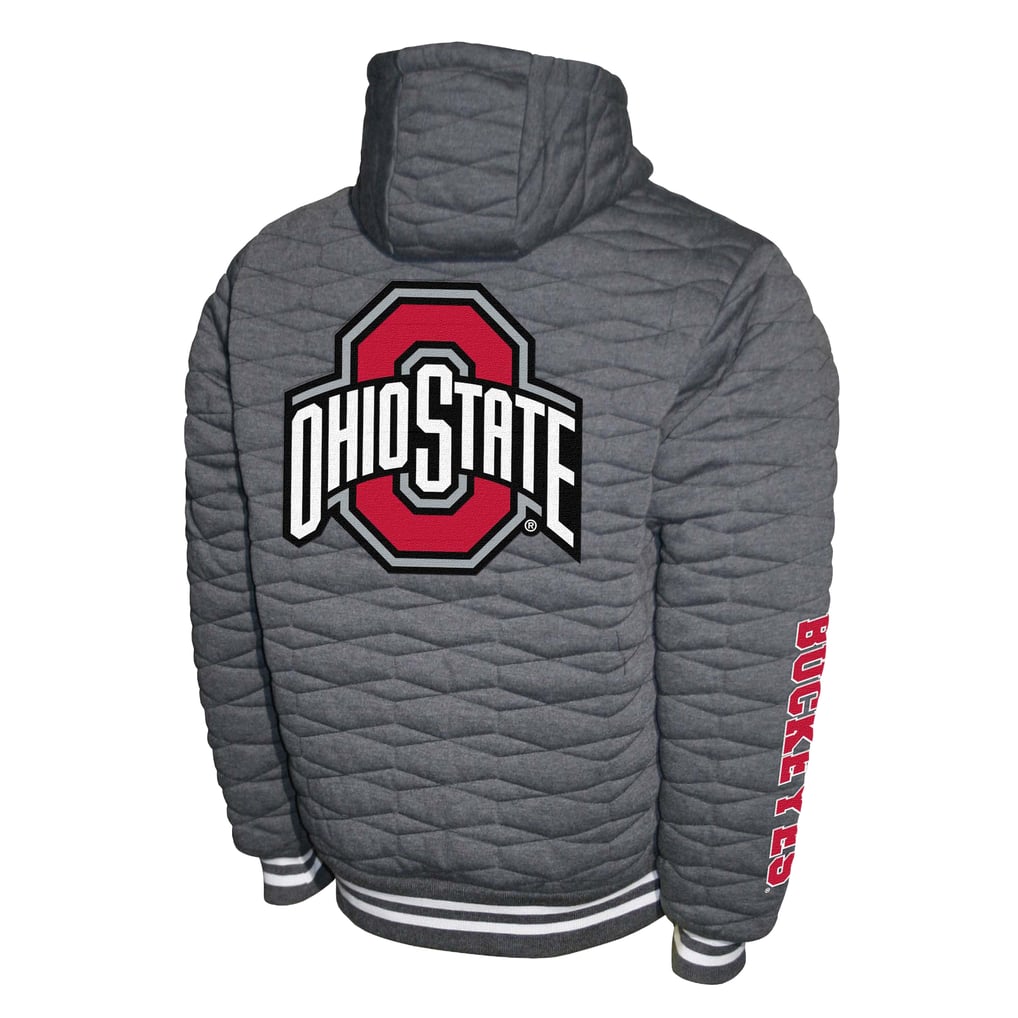  Ohio State Buckeyes Quilted Full-Zip Hooded Jacket - Gray