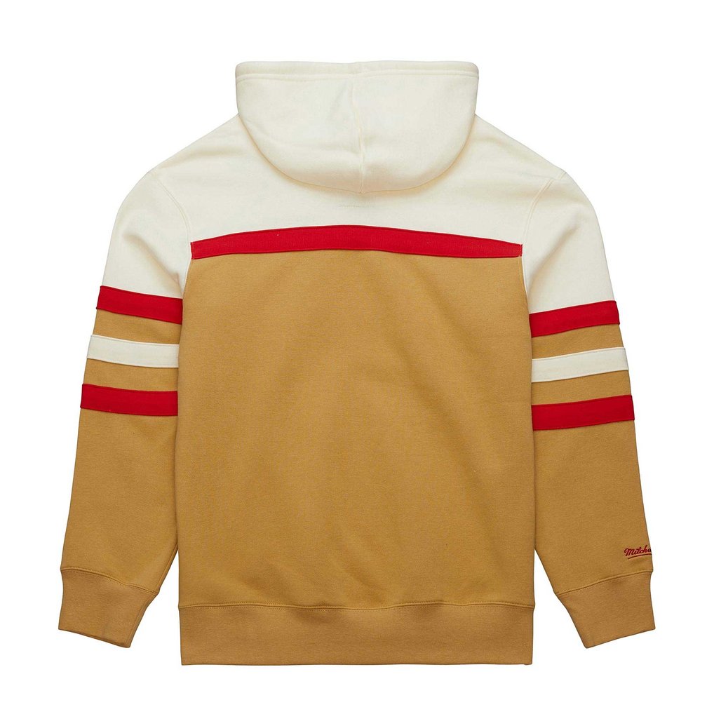 Ohio State Buckeyes Mitchell & Ness Vintage Logo Head Coach Pullover Hoodie - Tan/Cream