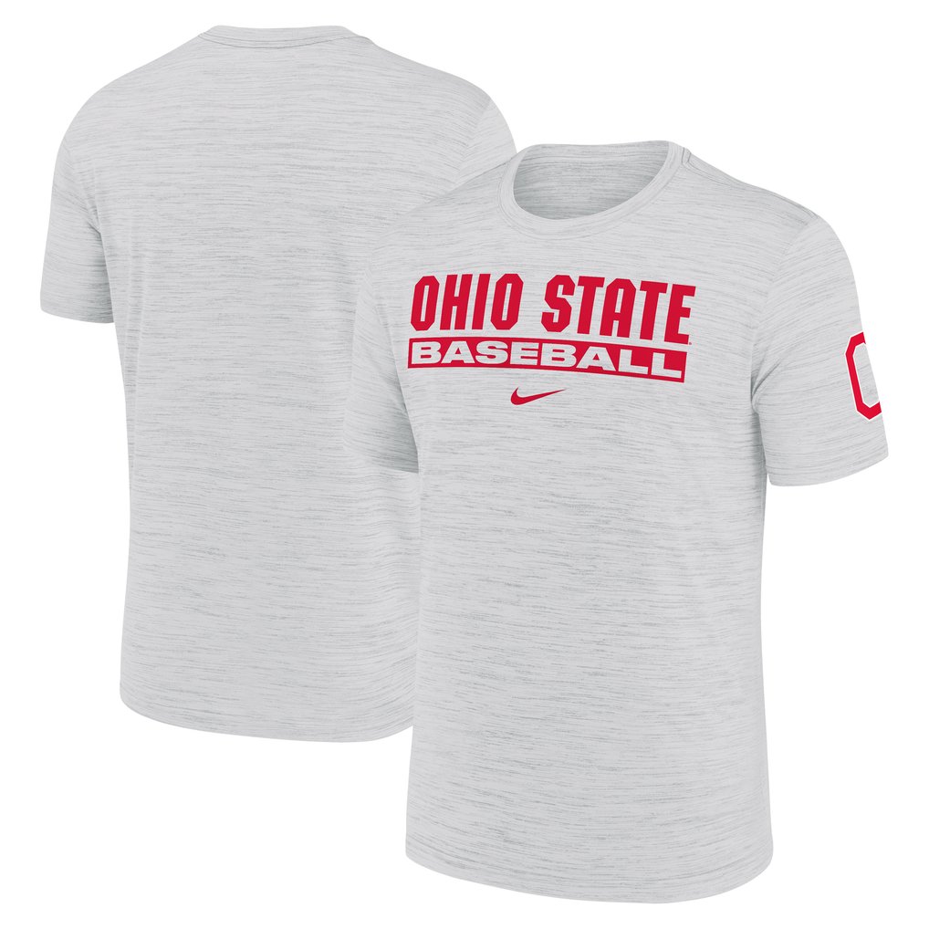 Ohio State Buckeyes Nike Velocity Baseball Wordmark Stack Dri-FIT T-Shirt - Ash