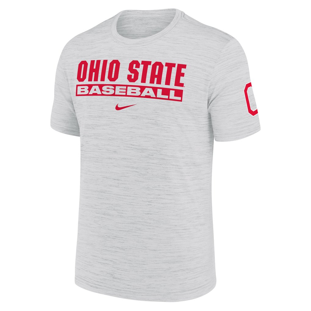Ohio State Buckeyes Nike Velocity Baseball Wordmark Stack Dri-FIT T-Shirt - Ash