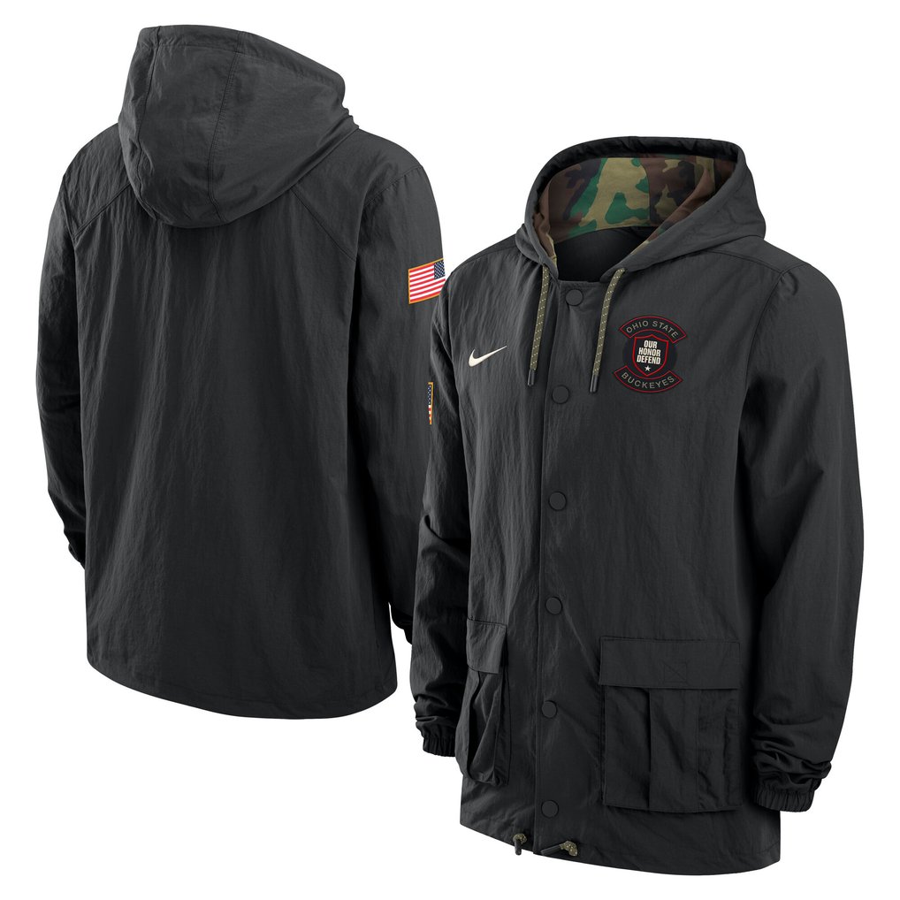Ohio State Buckeyes Nike  2025 NCAA Military Appreciation Full-Snap Jacket - Black