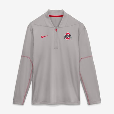 Ohio State Buckeyes Nike Men's 2026 Sideline Midweight Half-Zip Dri-FIT Pullover - Gray
