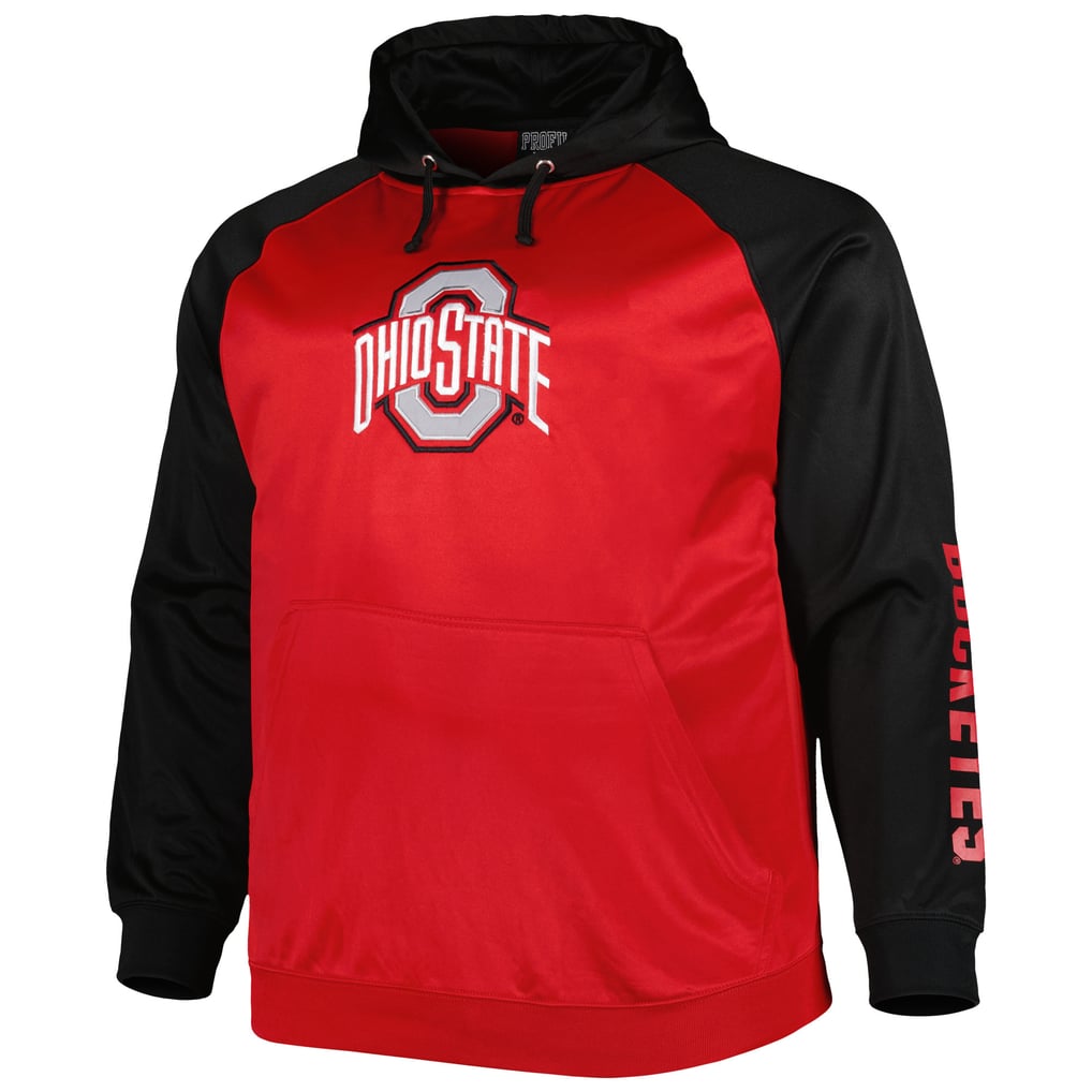 Ohio State Buckeyes Big & Tall Raglan Fleece Pullover Hoodie - Scarlet
