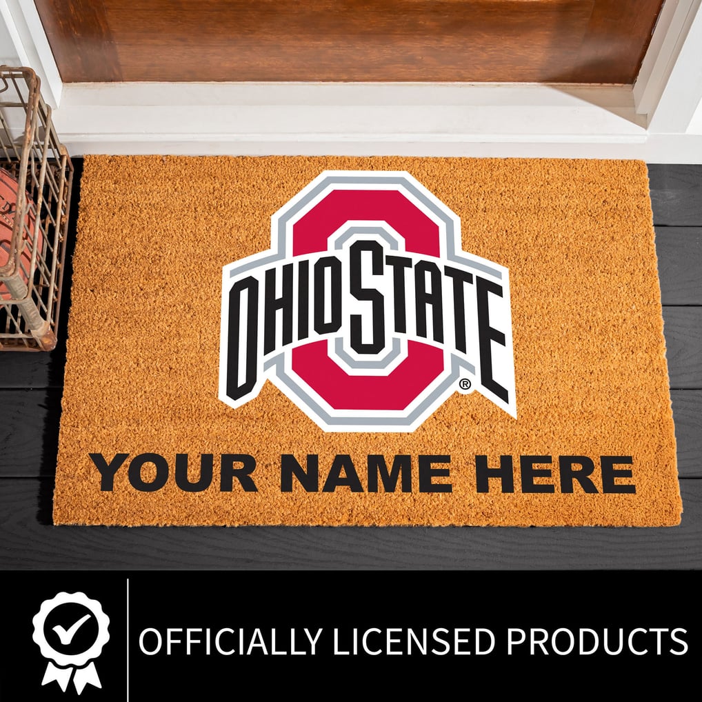 Ohio State Buckeyes 24" x 36" Team Logo Personalized Coir Door Mat