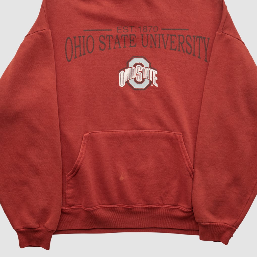 Ohio State Buckeyes Jerzees 2000s Hooded Pullover Sweatshirt - Red - M by Fanatics Real Vintage
