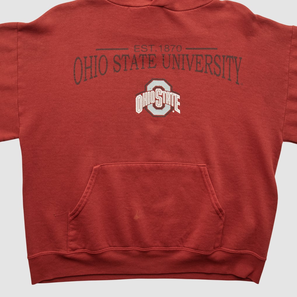 Ohio State Buckeyes Jerzees 2000s Hooded Pullover Sweatshirt - Red - M by Fanatics Real Vintage