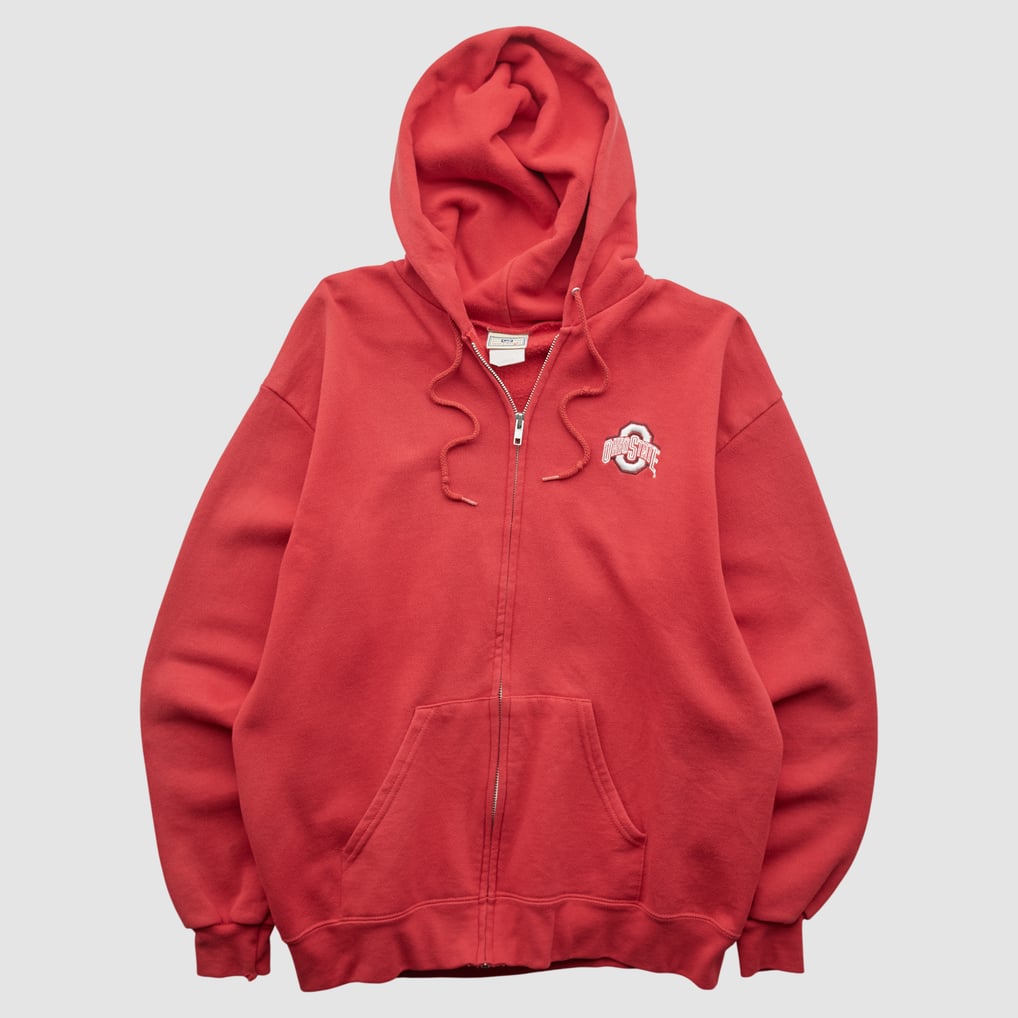 Ohio State Buckeyes Lee Apparel 2000s Hooded Full Zip Sweatshirt - Red - M by Fanatics Real Vintage
