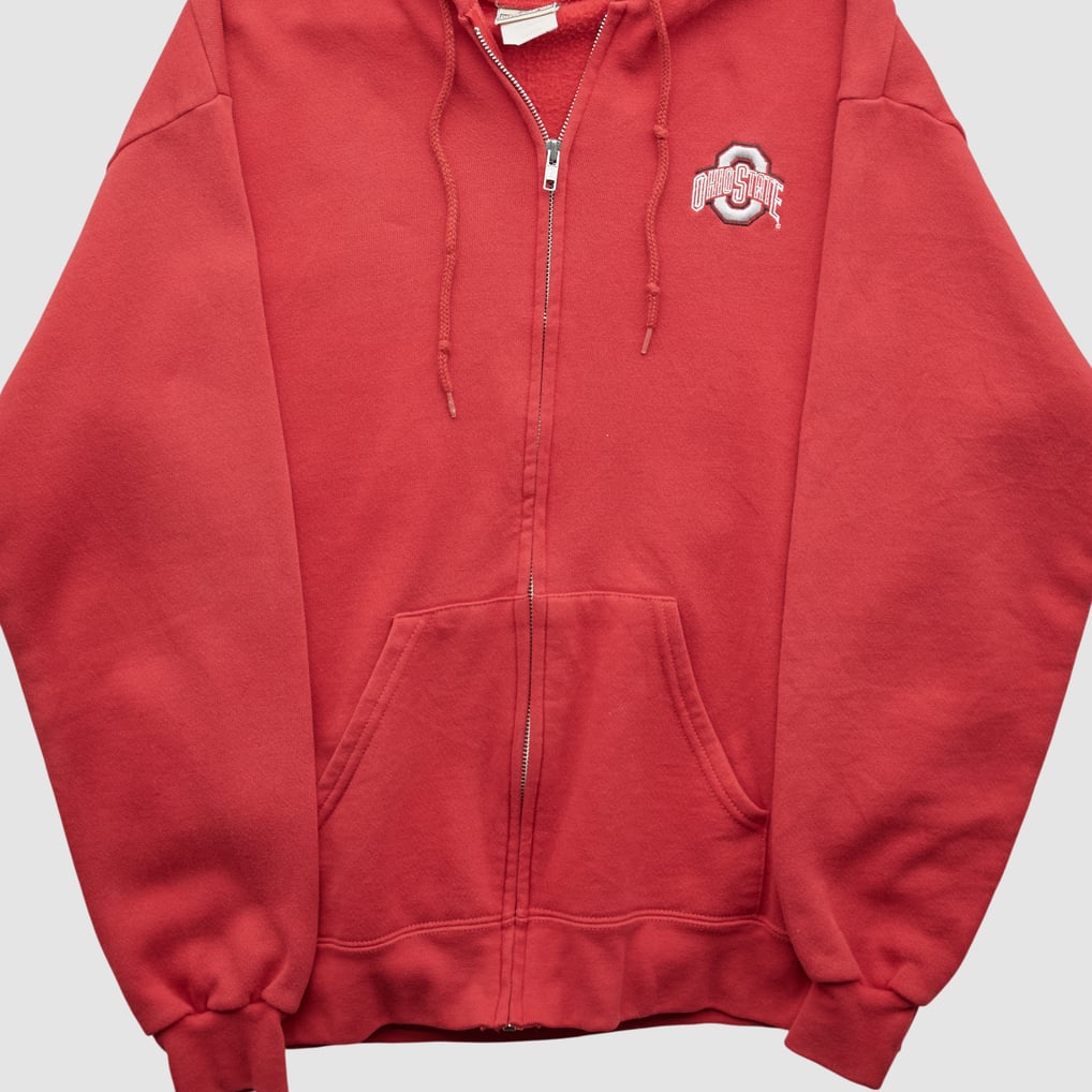 Ohio State Buckeyes Lee Apparel 2000s Hooded Full Zip Sweatshirt - Red - M by Fanatics Real Vintage