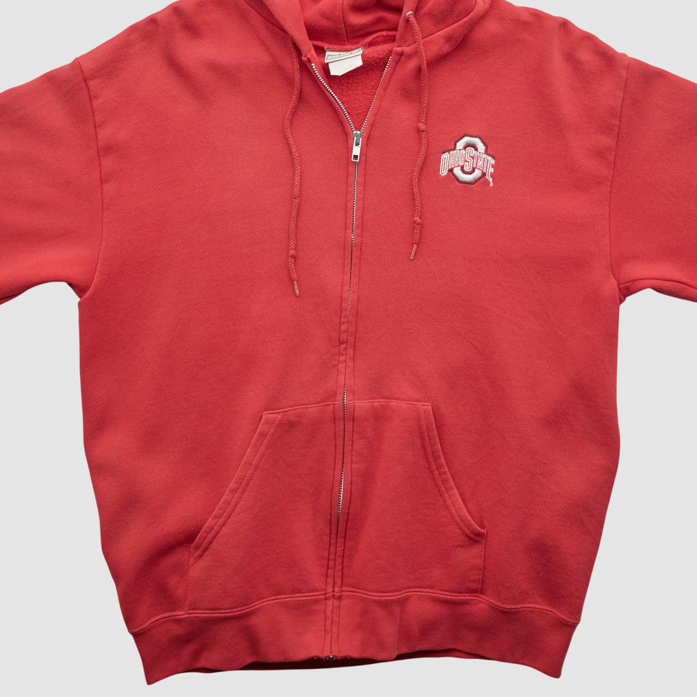 Ohio State Buckeyes Lee Apparel 2000s Hooded Full Zip Sweatshirt - Red - M by Fanatics Real Vintage