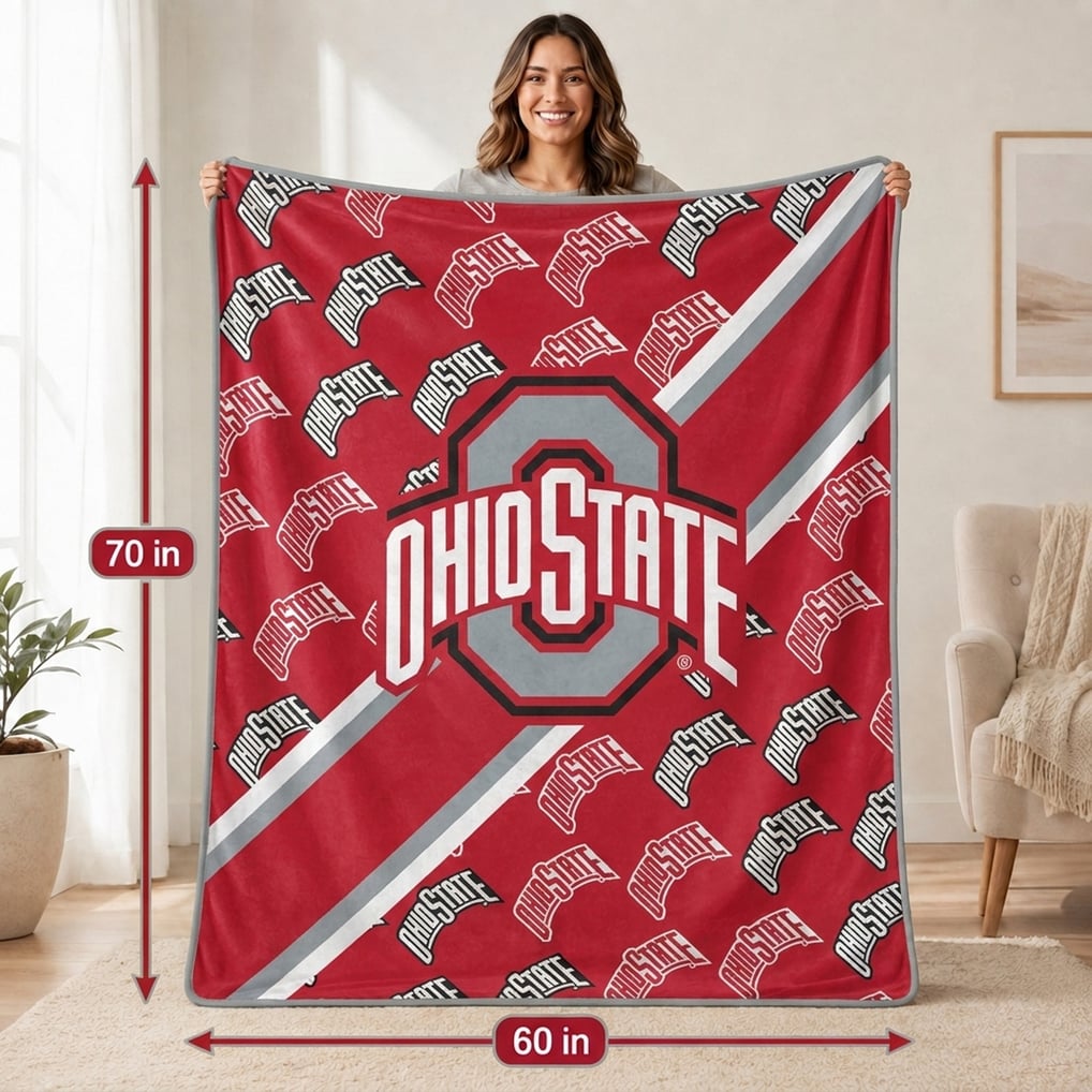 Ohio State Buckeyes Pegasus 60" x 70" Diagonal Lined Wordmark Ultra Soft Blanket
