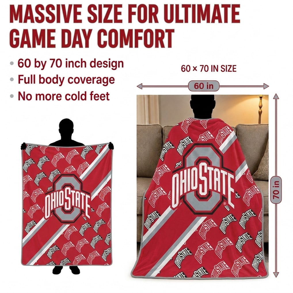Ohio State Buckeyes Pegasus 60" x 70" Diagonal Lined Wordmark Ultra Soft Blanket