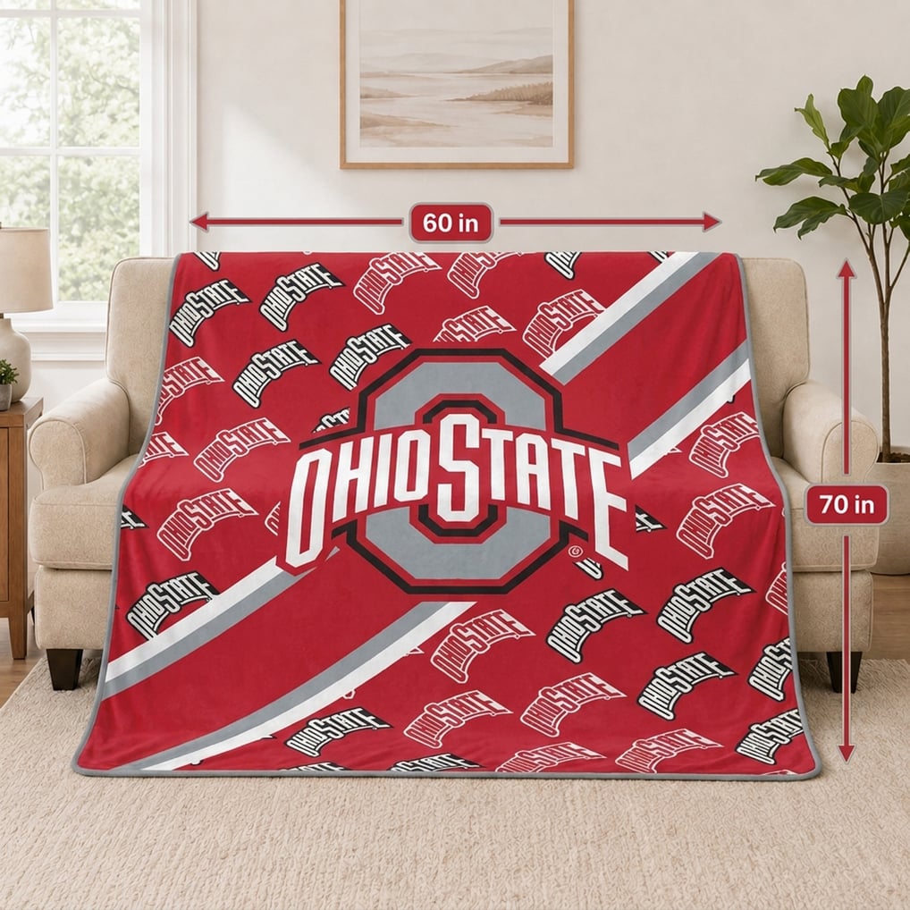 Ohio State Buckeyes Pegasus 60" x 70" Diagonal Lined Wordmark Ultra Soft Blanket
