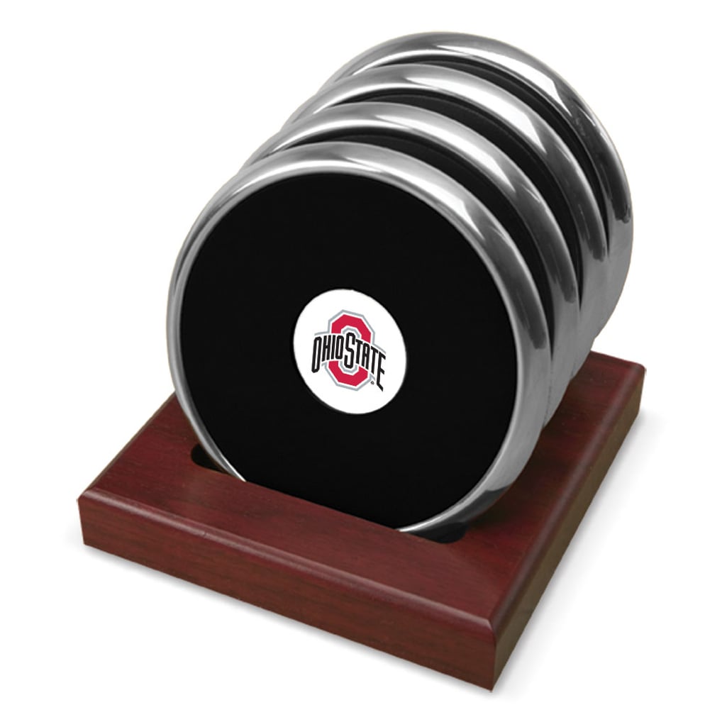 Ohio State Buckeyes Four-Piece Coaster Set - Silver