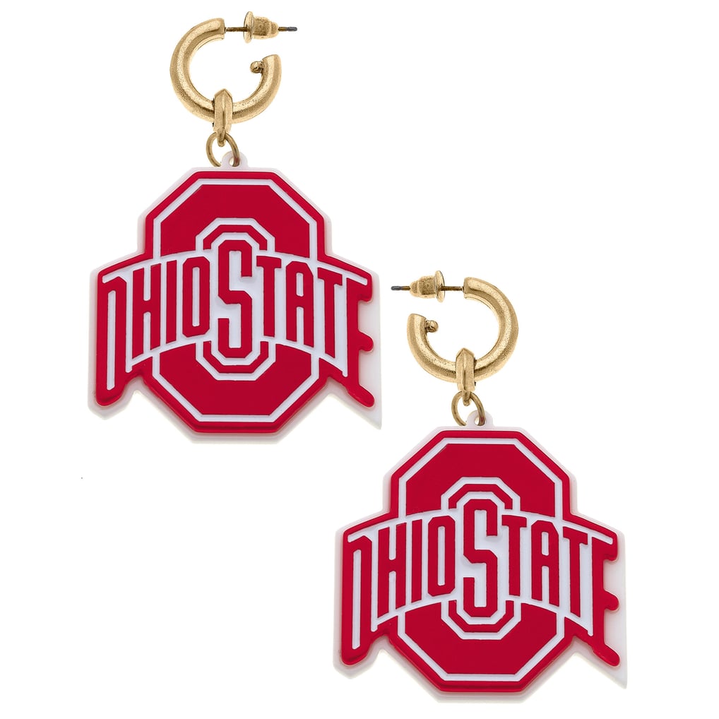 Ohio State Buckeyes CANVAS Style Women's Resin Logo Drop Hoop Earrings