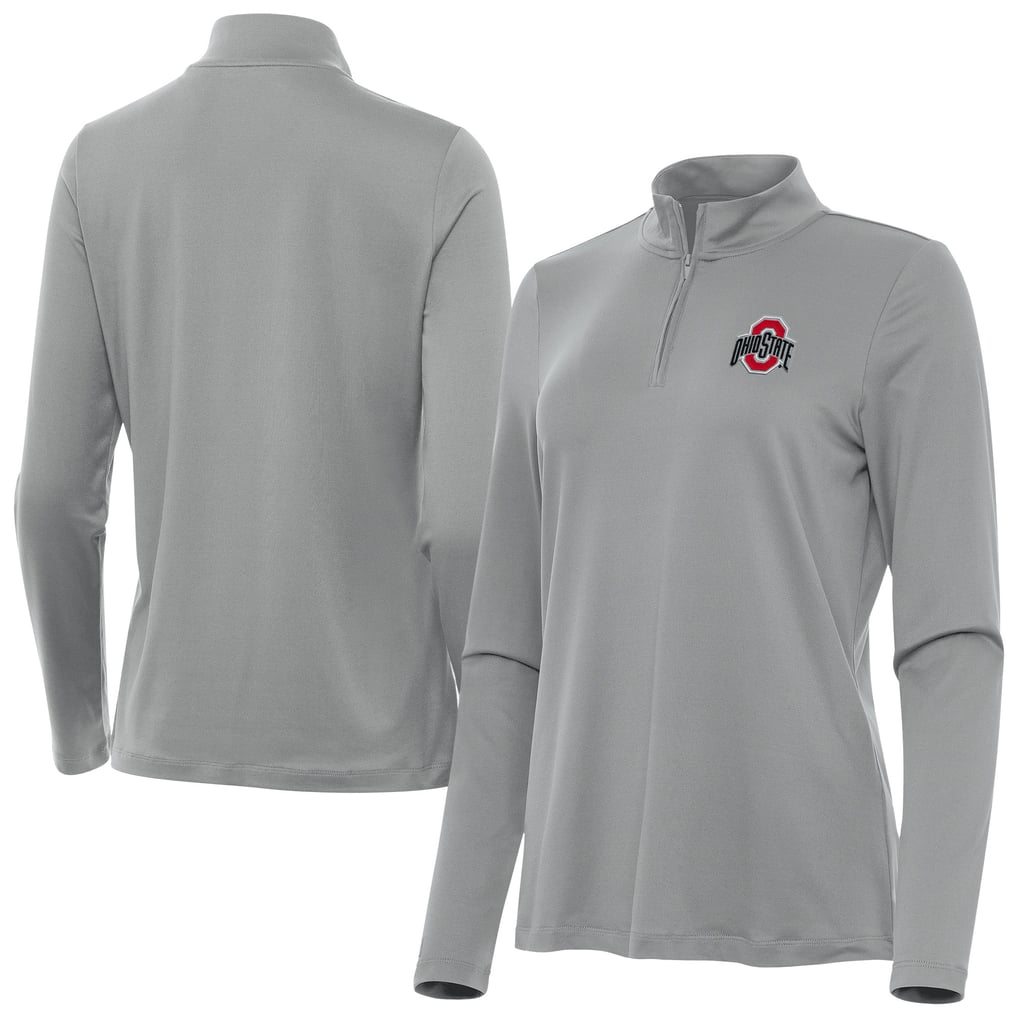  Ohio State Buckeyes Antigua Women's Reprocess Quarter-Zip Top - Gray