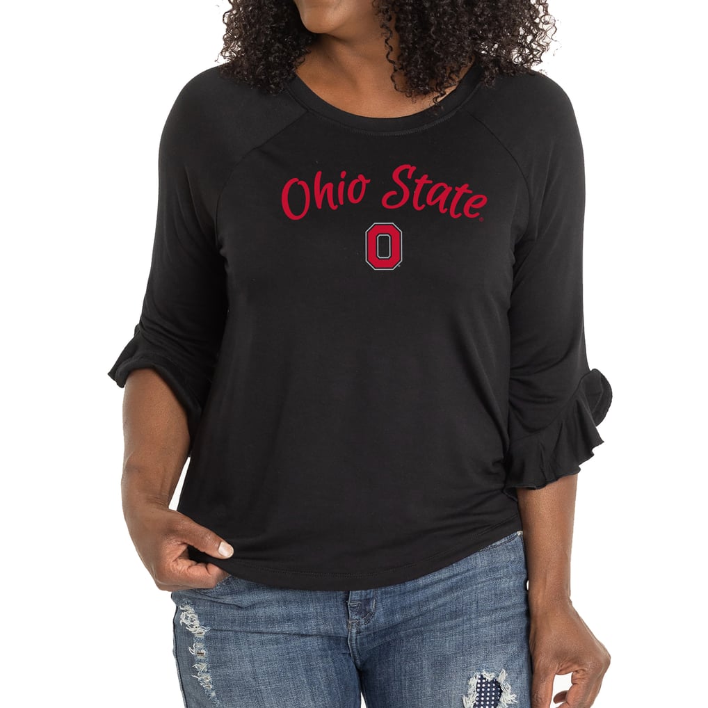 Ohio State Buckeyes Women's Renatta Ruffle Sleeve Top - Black