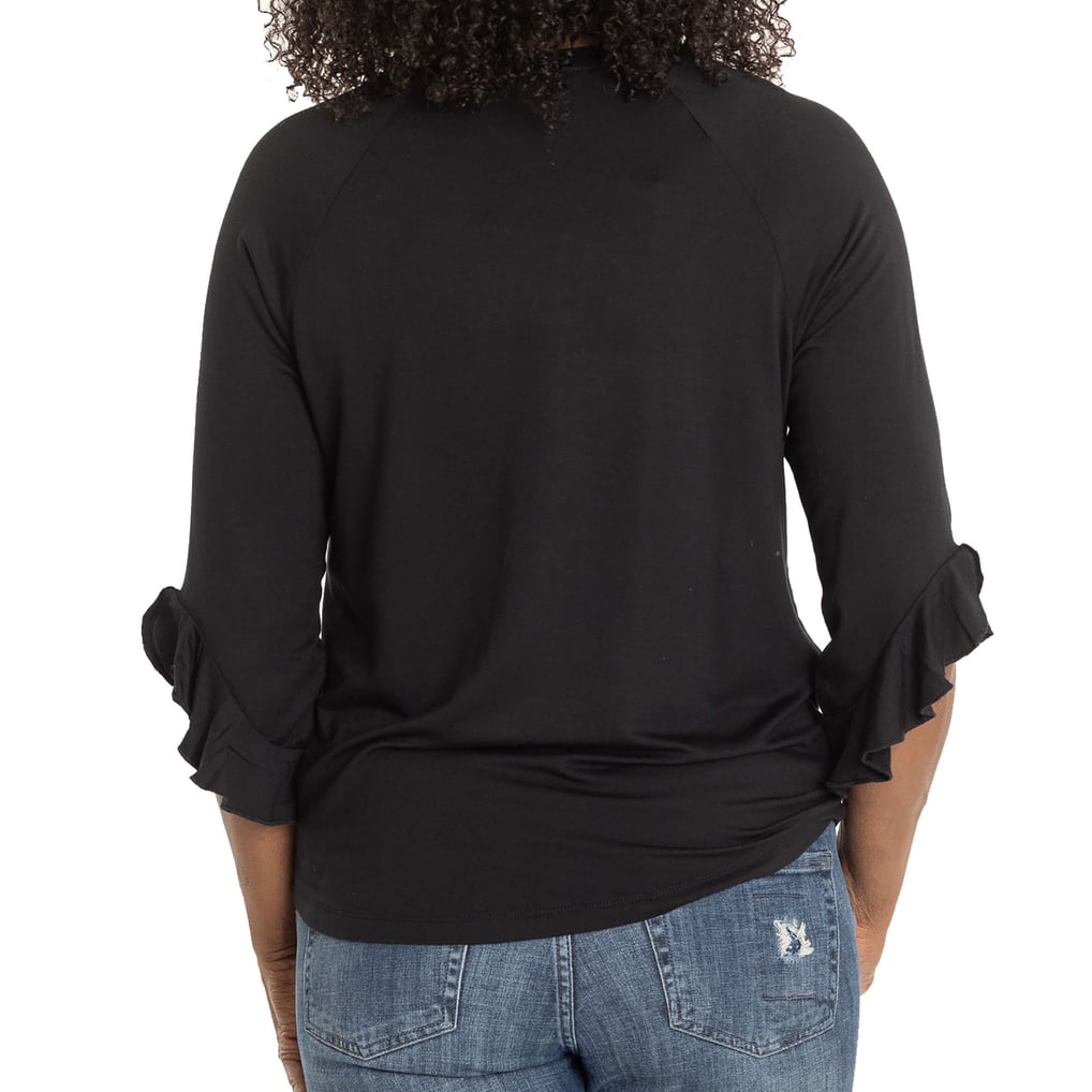 Ohio State Buckeyes Women's Renatta Ruffle Sleeve Top - Black
