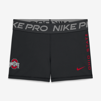 Ohio State Buckeyes Nike Women's Pro Dri-FIT Mid-Rise Shorts - Black
