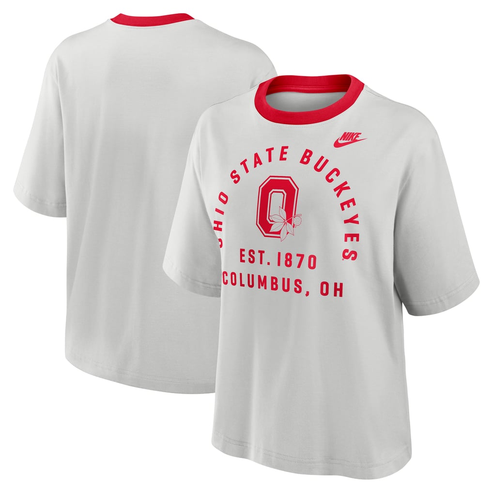 Ohio State Buckeyes Nike Women's Legacy Arch Script Boxy T-Shirt - Gray