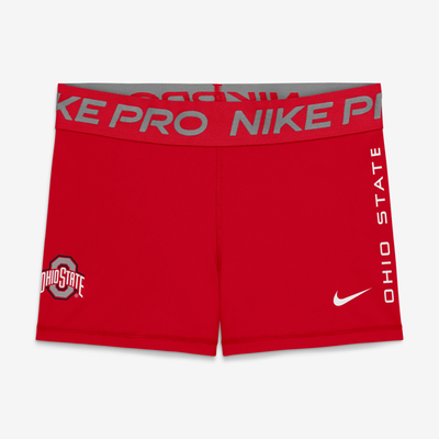 Ohio State Buckeyes Nike Women's Pro Dri-FIT Mid-Rise Shorts - Scarlet
