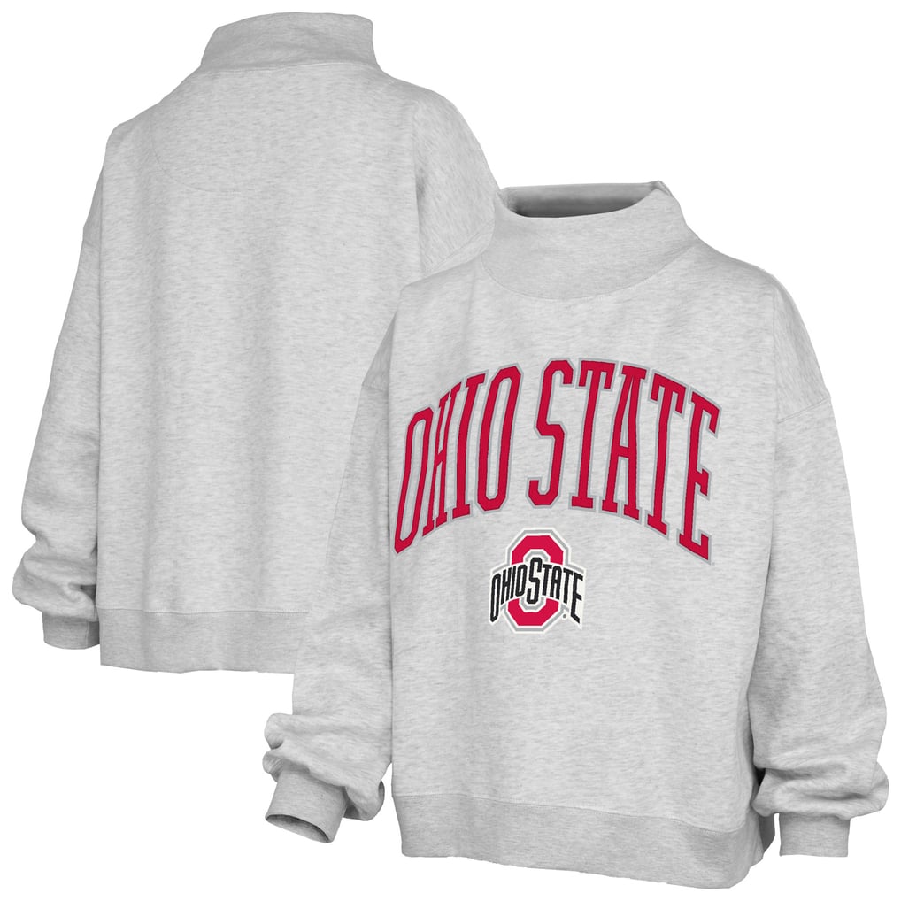 Ohio State Buckeyes Pressbox Women's Nelson Texture Lingo Mock Neck Fleece Sweatshirt - Gray