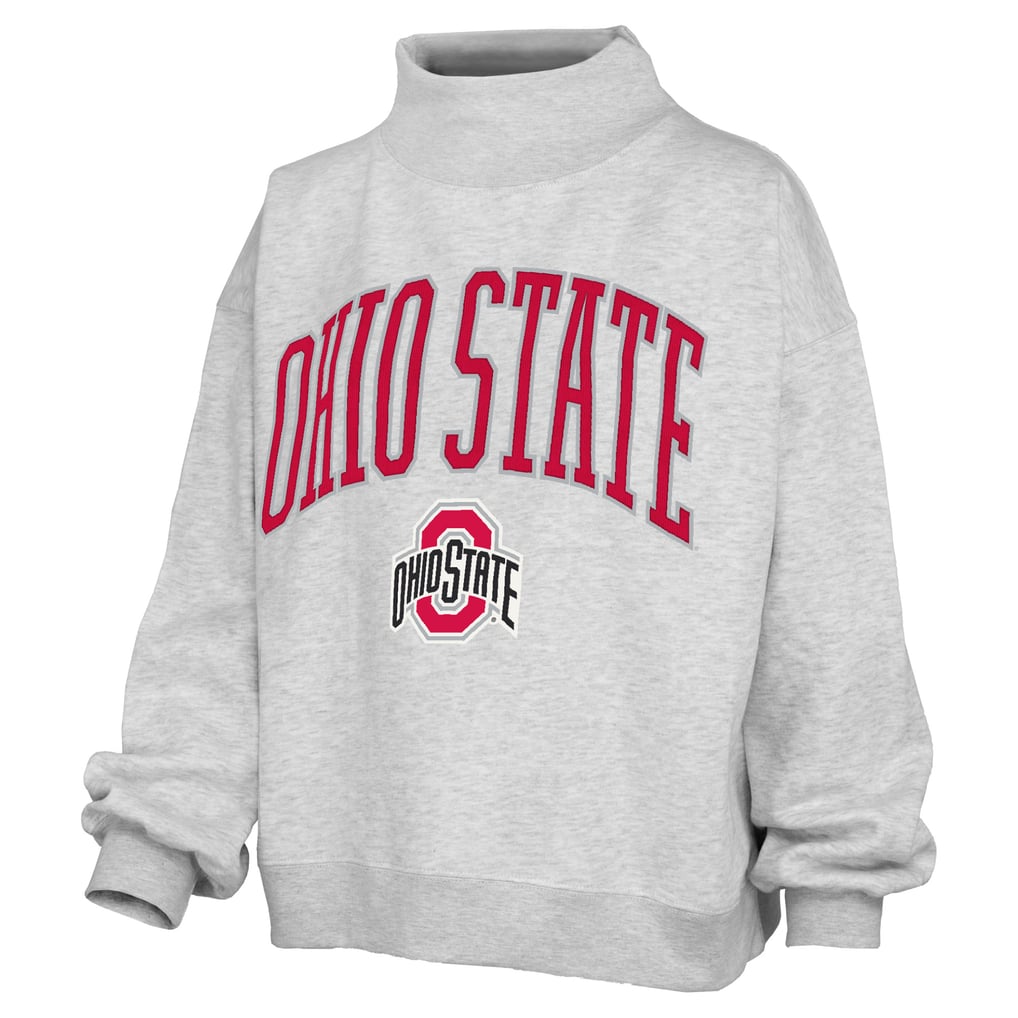 Ohio State Buckeyes Pressbox Women's Nelson Texture Lingo Mock Neck Fleece Sweatshirt - Gray