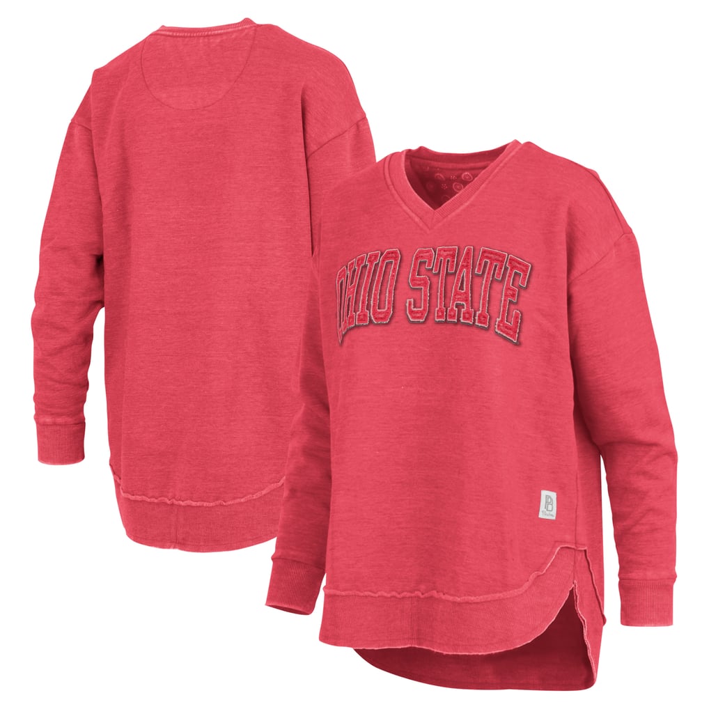  Ohio State Buckeyes Pressbox Women's Westin Poncho V-Neck Pullover Sweatshirt - Scarlet