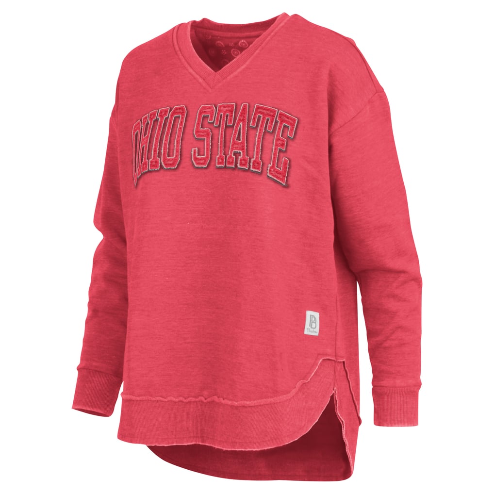  Ohio State Buckeyes Pressbox Women's Westin Poncho V-Neck Pullover Sweatshirt - Scarlet