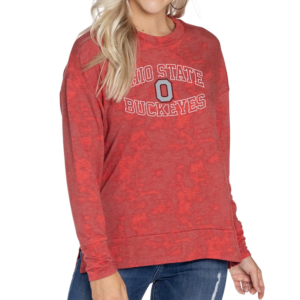 Ohio State Buckeyes Women's Brandy Tie Dye Tri-Blend Long Sleeve Top - Scarlet