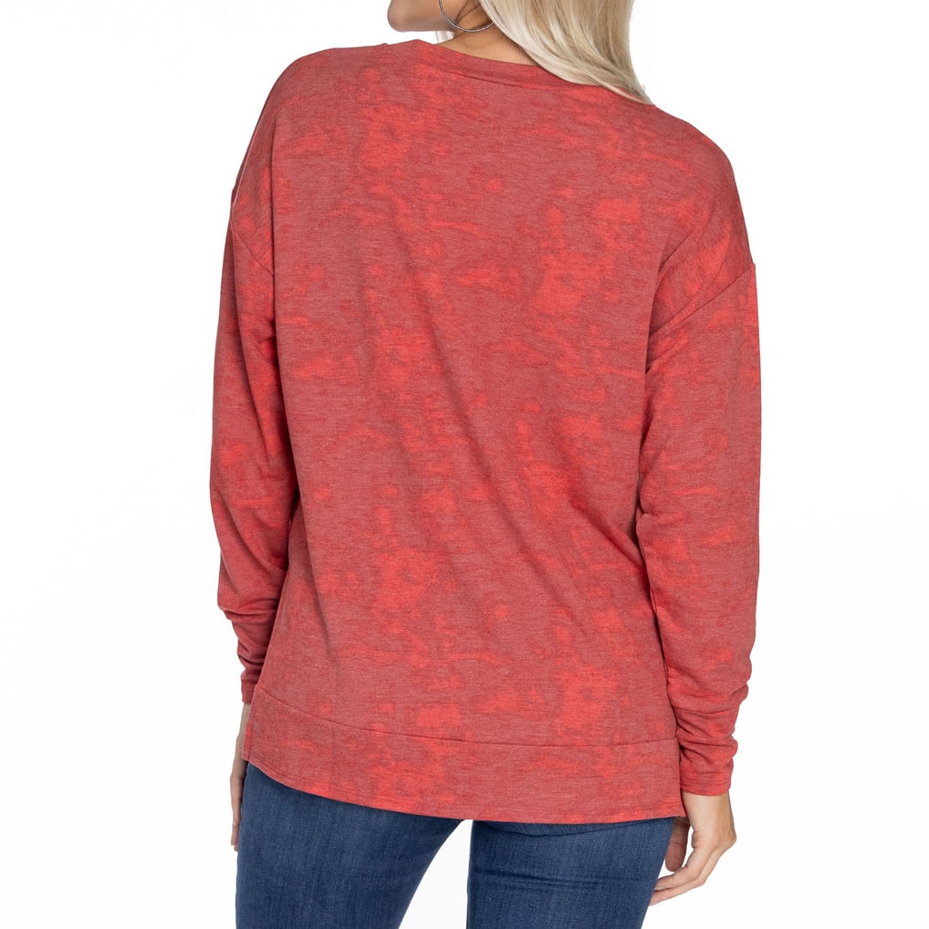 Ohio State Buckeyes Women's Brandy Tie Dye Tri-Blend Long Sleeve Top - Scarlet