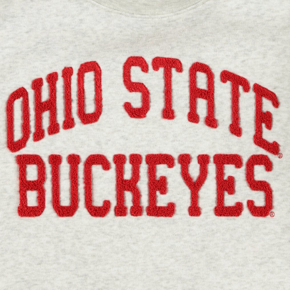 Ohio State Buckeyes ZooZatz Women's Core Chenille Cropped Pullover Sweatshirt - Oatmeal