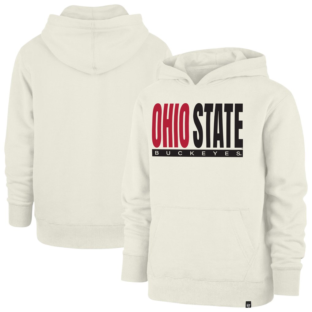 Ohio State Buckeyes '47 Youth Block Text Pullover Hoodie - Cream
